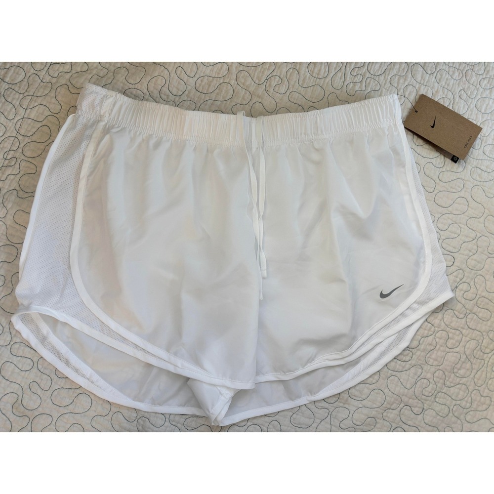 Nike‎ Dri-FIT Women's Running Shorts White Mesh Athletic Training Size XL
